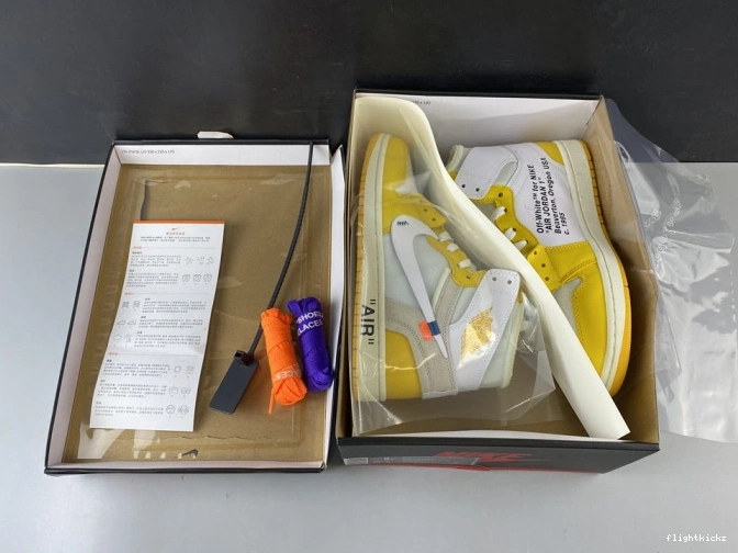 Off-White Jordan 1 Dark NRG x Yellow-Cone AQ0818-149 Air White Powder 0925